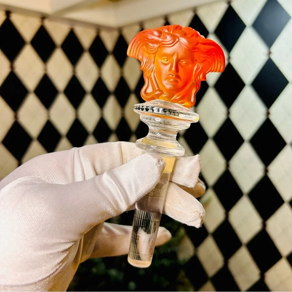 Versace Crystal Bottle‎ Stopper Rosenthal Amber Medusa Luxury Bar Accessories